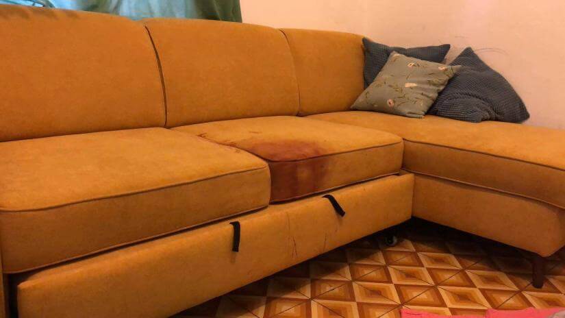 ניקוי ספות בד - לפני